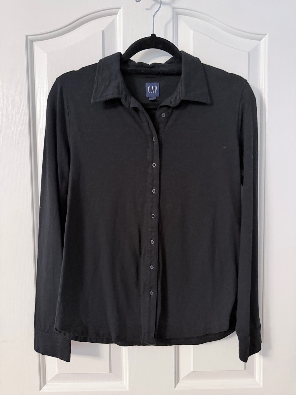 Gap Soft Knit Button Up Shirt Black Size Small